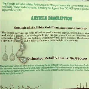 Diamond dangle earrings 1.71 carats